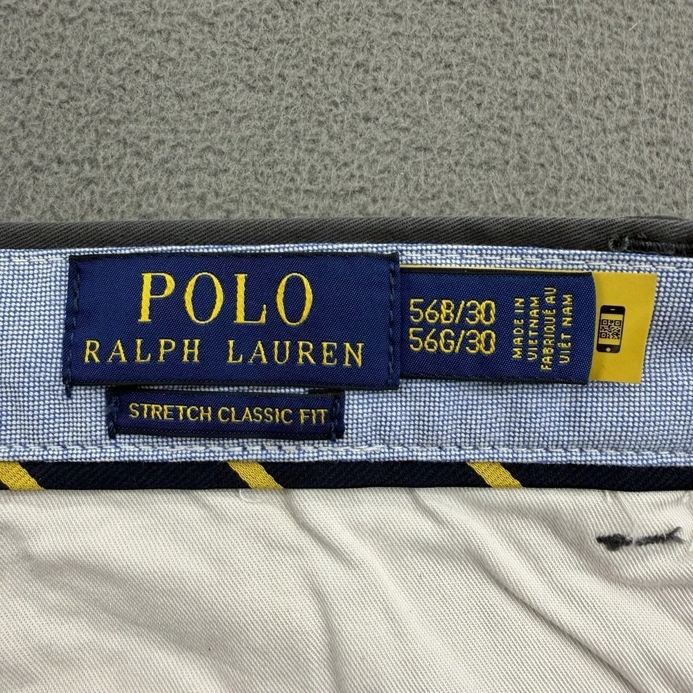 Polo Ralph Lauren Classic Fit Chino Pants 56B 56x30 Gray Stretch Cotton Twill